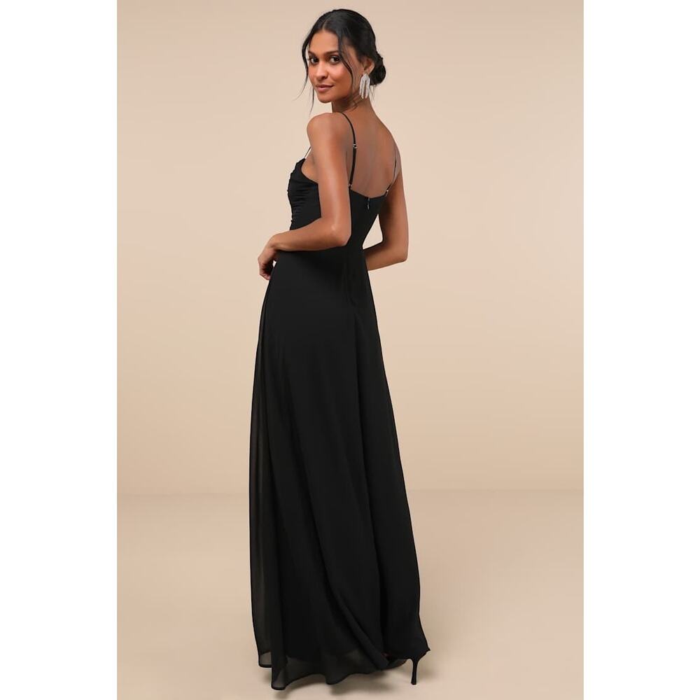NWT Lulus Sweeney Black Sleeveless Maxi Dress Wedding Formal Cocktail Sz L - Picture 4 of 8